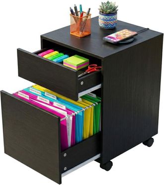 Relaxdays Relaxdays rolling cabinet, 2 drawers (incl. hanging files), HxWxD: 57 x 40 x 40 cm, desk cabinet on castors, black