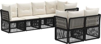 vidaXL Conjunto De Sof&aacute;s De Jard&iacute;n 7 Uds. 7-n&uacute;mero De Plazas Negro Vidaxl