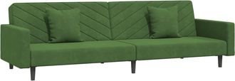 vidaXL Sof&aacute; Cama De 2 Plazas Con Dos Almohadas Terciopelo Verde Oscuro Vidaxl