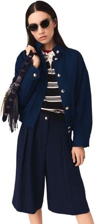 Maje Cotton bomber jacket in Navy at Nordstrom, Size 36 Eu