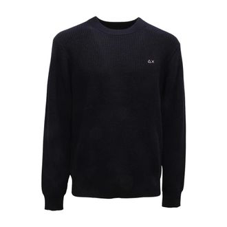 Sun 68 Truien & Vesten, Heren, Blauw, S, Wol, English Rib Sweater L/S
