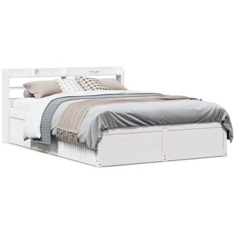 vidaXL Estructura De Cama Con Cabecero Madera Pino Blanco 120x190 Cm Vidaxl