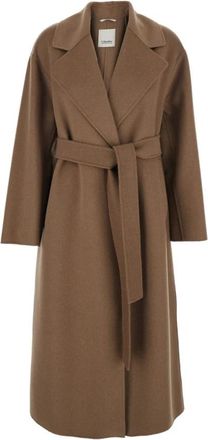 Max Mara Hobby Double-Breasted Jas - Dames - Jas met riem - Bruin - XS - Wol - Jassen