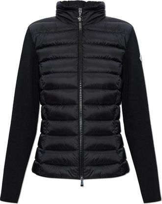 Moncler Quilted-front Cardigan - Dames - Vesten - Zwart - M - Wol - Truien & Vesten