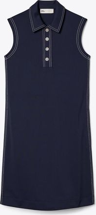 Tory Burch Womens Tech Piqu&eacute; Pick Stitch Golf Dress in Blue, size XS