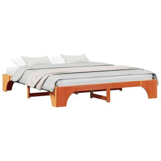 Berkfield Home Modern Bed Frame Wax Brown Solid Wood King Oak Bed Frame Rectangular