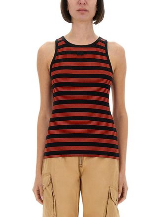 Ganni gerippter Baumwolloberteil