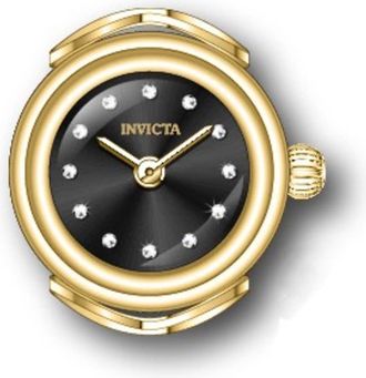 Invicta Mini Angel Quartz Crystal Black Dial Ladies Ring Watch 44482