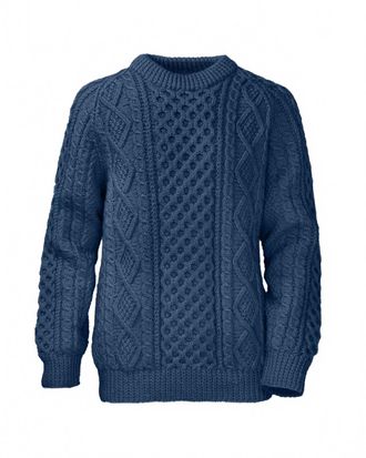 Purnell Jewellery Mens Wool Fisherman Sweater In Blue