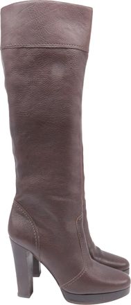 Michael Kors High-Heel Knee-High Boots in Brown Leather