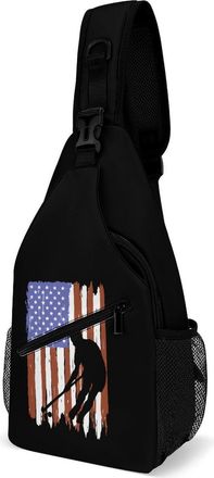 Generic Field Hockey U.S.A Flag Mens Crossbody Chest Sling Bag for Travel Hiking Lightweight Shoulder Bags with Small Side