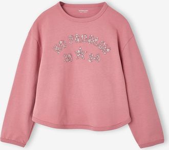 Vertbaudet M&auml;dchen Langarmshirt mit Blumen-Schriftzug malve