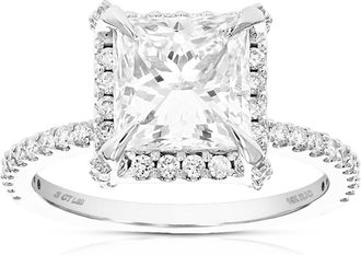 Vir Jewels 3 cttw Princess Lab Grown Diamond Engagement Solitaire Ring in 14K White Gold For Women