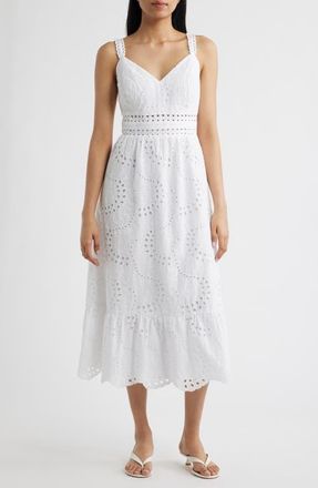 Lilly Pulitzer Tiah Eyelet Midi Dress in Resort White at Nordstrom, Size 2