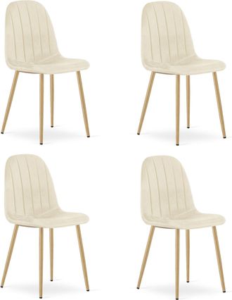 OEM Silla Padva - Terciopelo Beige Claro / Patas De Roble X 4