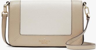 Kate Spade New York Womens Lena Colorblock Pebbled Leather Mini Flap Crossbody - Beige - One Size