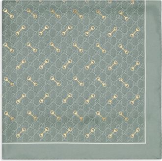 Gucci GG-print silk scarf - women - Silk - One Size - Green