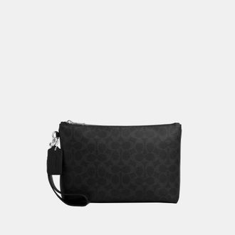 Coach Mens Pouch In Signature Canvas - Black