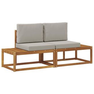 vidaXL Sof&aacute; De Esquina Exterior Con Coj&iacute;n 2 Pieza Gris Natural Y Claro Vidaxl