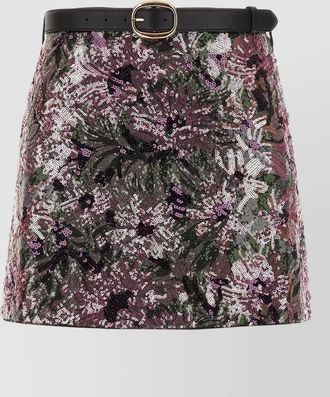 Self Portrait floral sequin mini skirt