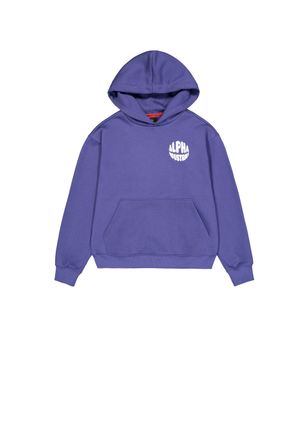 Alpha Industries Hoodie ALPHA INDUSTRIES Logo Hoodie Backprint W, Damen, Gr. XS, lila (night lila), Obermaterial: 80% Baumwolle, 20% Polyester, loose fit, Sweatshirts 