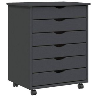 Berkfield Home Rolling Cabinet with Drawers MOSS Grey Solid Wood Pine