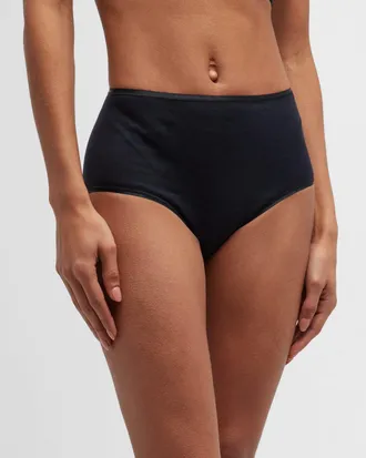 Hanro Cotton Seamless Satin-Trim Briefs