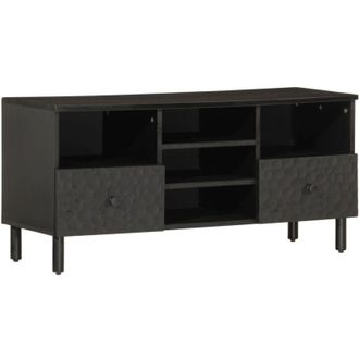 vidaXL Vidaxl - Mueble De Tv Madera Maciza De Mango Negro 100x33x46 Cm