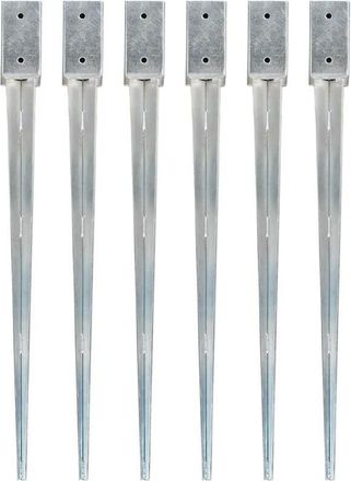 vidaXL Picas De Tierra 6 Unidades Acero Galvanizado Plateado 7x7x90 Cm Vidaxl