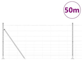 Berkfield Home Stylish Field Fence 1.2x50 m Galvanised Steel in Silver