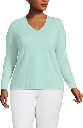 Lands End Supima Cotton Long Sleeve V-Neck T-Shirt in Pale Sky at Nordstrom, Size 3X