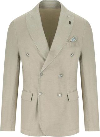 Bob Vintage Double-Breasted Zandjas - Heren - Blazers - Beige - L - Katoen - Jassen