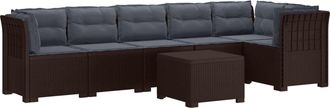vidaXL Sof&aacute; De Jard&iacute;n Para 6 Personas Con Cojines Estilo Rattan Pp Vidaxl