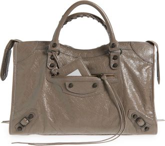 Balenciaga Medium Le City Leather Satchel in 5848 Dark Noix at Nordstrom