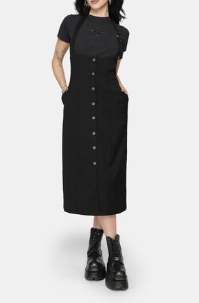 Disturbia New Age Halter Neck Pinafore Midi Dress in Black at Nordstrom, Size 14