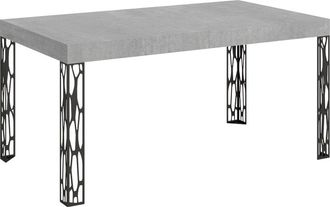 Itamoby Mesa extensible 80x160/244 cm efecto madera gris cemento, hierro