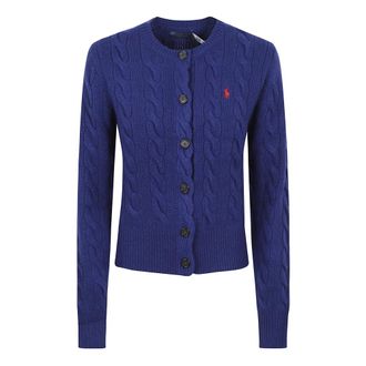 Polo Ralph Lauren Truien & Vesten, Dames, Blauw, M, Wol, Cable Knit Wollen Cardigan van Wol en Kasjmier