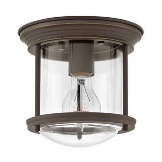 Netlighting Hinkley Hadrian 1 Light Flush Mount Oil Rubbed Bronze with Glass IP44 in Brown