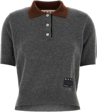 Marni Cashmere Poloshirt - Dames - Cashmere truien - Grijs - 2XS - Kasjmier - Truien & Vesten