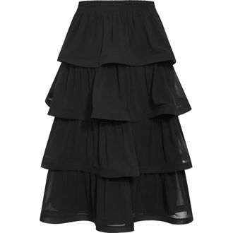 City Chic Bianka Ruffle Skirt in Black at Nordstrom, Size Xxxs