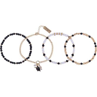 Hallmark 4pc Black & Gold Graduation Bracelet Set at Nordstrom, Size 7