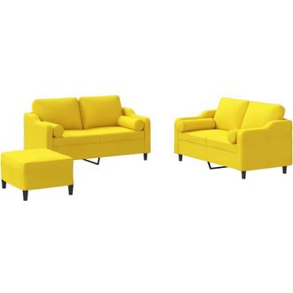 vidaXL Juego De Sof&aacute;s Con Cojines 3 Piezas Tela Amarillo Claro Vidaxl