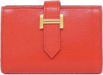 Herm&egrave;s Red Color Wallet (Bi-Fold) (Pre-Owned)