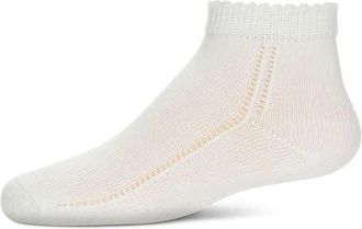 MeMoi Open-Work Lettuce-Edge Ankle Sock in Winter White at Nordstrom, Size 6-12M