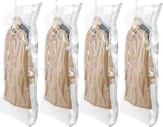 OEM Juego De 4 Bolsas Colgantes De Almacenamiento Al Vac&iacute;o Para Ropa, 135x70cm, Bolsas Selladas Al Vac&iacute;o Para Trajes, Abrigos Y Chaquetas