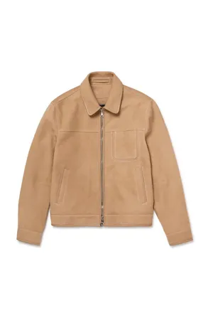 Mr P. Panelled Leather-Trimmed Suede Jacket