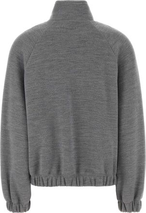 Max Mara Womens Melange Grey Wool Blend Frine Oversize Sweatshirt Grigio Chiaro Exterior: Cotton Felpe Sweater