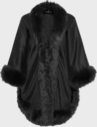 Gorski Cashmere Cape With Toscana Shearling Lamb Trim