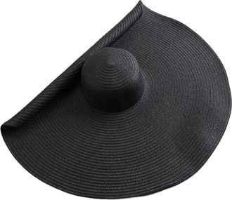 Generic Foldable Women Oversized Floppy Straw Hat 70cm Diameter Large Brim Summer Sun Hats Beach Hat (Color : Black)