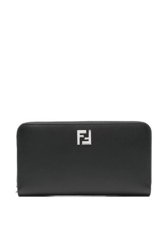 Fendi logo-plaque zip-around wallet - Black